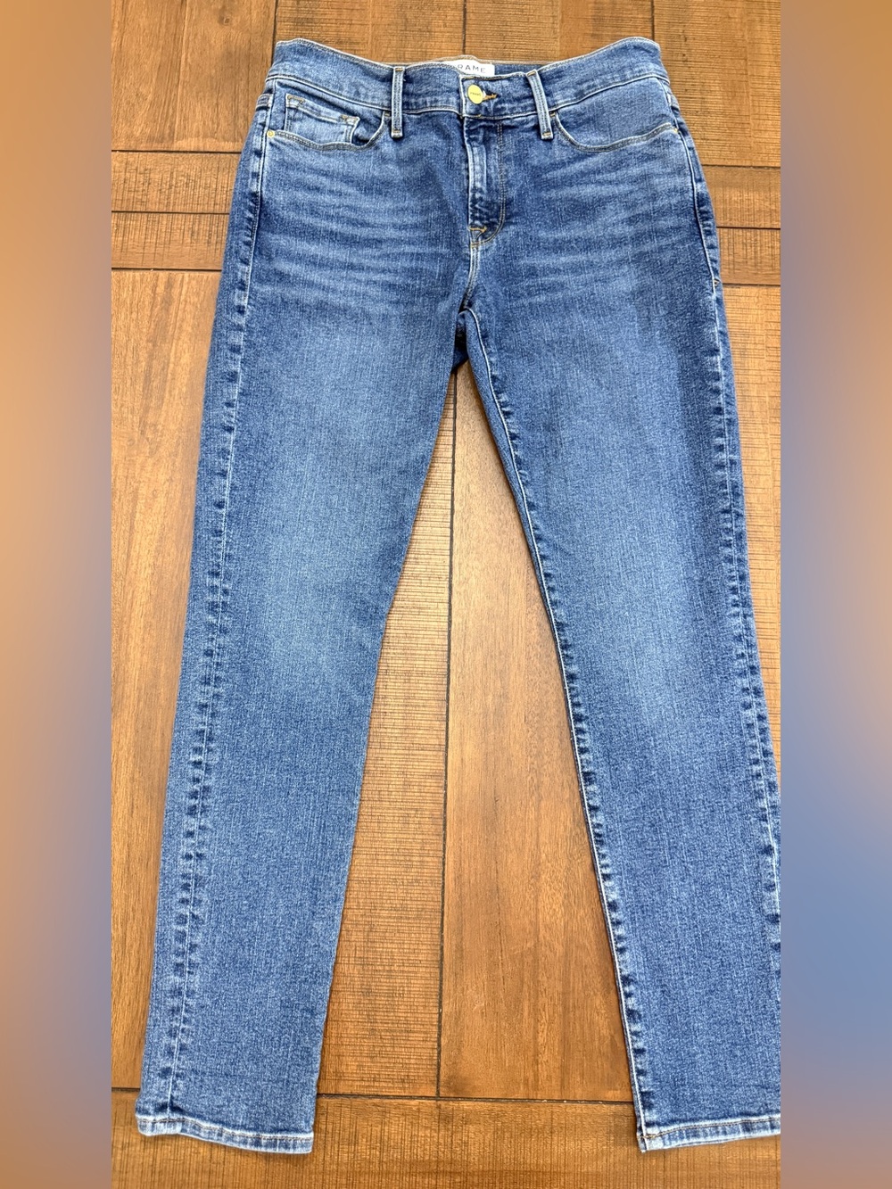 FRAME Le Garçon Women's Blue Medium Wash Denim Jeans Slim Fit